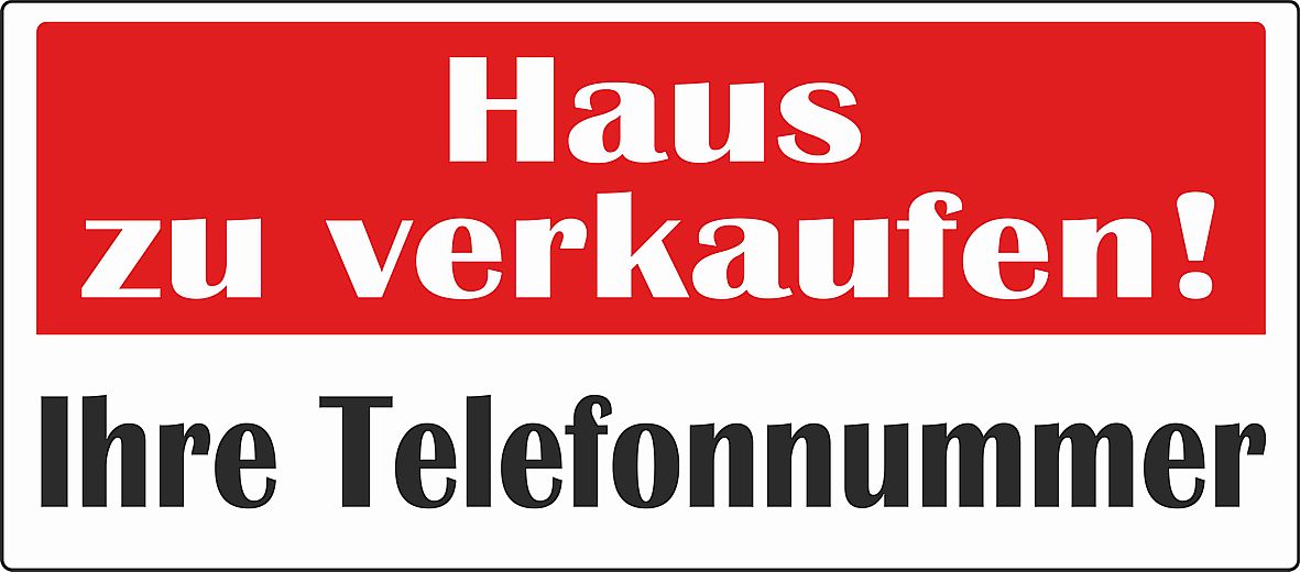 wetterfestes Schild Haus zu verkaufen 60x200cm